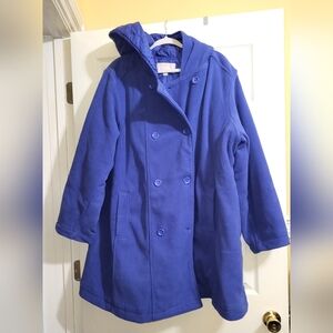 FleeceDouble-Breasted Hooded Fleece Peacoat